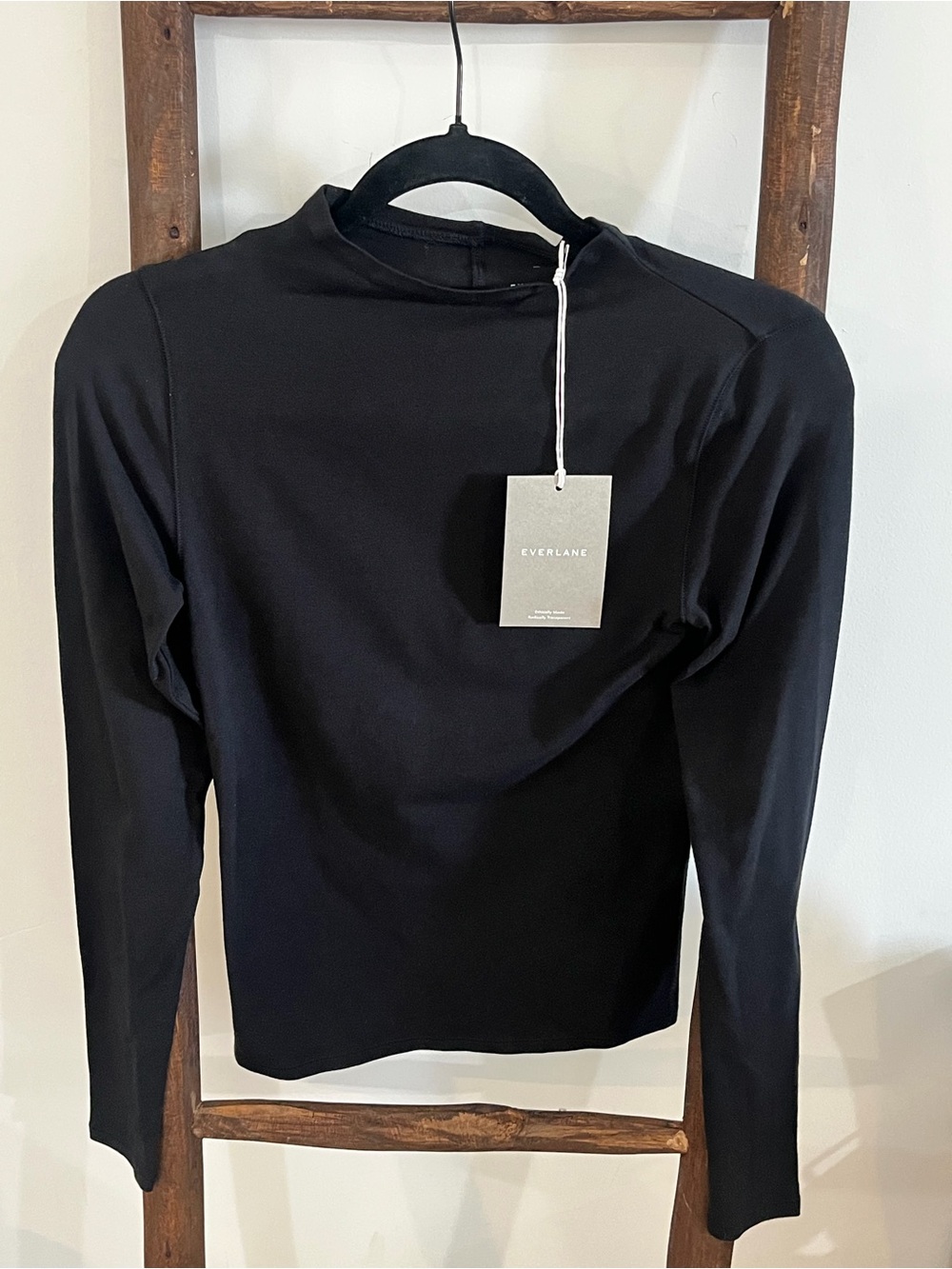 Everlane Black Long-Sleeve Mock Neck Top - Minimal